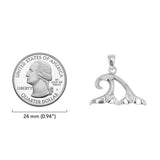 Double Whale Tails in Wave Sterling Silver Pendant TPD6440