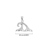Double Whale Tails in Wave Sterling Silver Pendant TPD6440