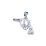 Celtic gun with Peace Symbols Sterling SIlver Pendant TPD6456