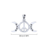 Harm None with Peace Symbols and Crescent Moon Sterling Silver Pendant TPD6457