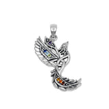 Phoenix With Trinity Sterling Silver Pendant with Chakra Gemstone TPD6475 by TPD6475