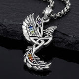 Phoenix With Trinity Sterling Silver Pendant with Chakra Gemstone TPD6475 by TPD6475