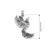 Phoenix With Trinity Sterling Silver Pendant with Chakra Gemstone TPD6475 by TPD6475
