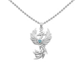 Phoenix with Celtic Trinity and Heart Gemstone Sterling Silver Pendant TPD6476