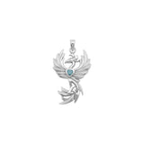 Phoenix with Celtic Trinity and Heart Gemstone Sterling Silver Pendant TPD6476