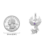 Phoenix with Celtic Trinity and Heart Gemstone Sterling Silver Pendant TPD6476