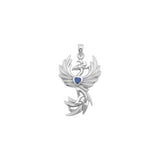 Phoenix with Celtic Trinity and Heart Gemstone Sterling Silver Pendant TPD6476
