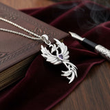 Phoenix with Celtic Trinity and Heart Gemstone Sterling Silver Pendant TPD6476