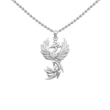 Phoenix with Celtic Trinity and Heart Gemstone Sterling Silver Pendant TPD6476