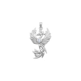 Phoenix with Celtic Trinity and Heart Gemstone Sterling Silver Pendant TPD6476