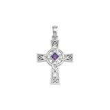 Celtic Cross with NA Recovery Shape Gemstone Sterling Silver Pendant TPD6486