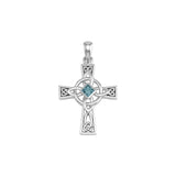Celtic Cross with NA Recovery Shape Gemstone Sterling Silver Pendant TPD6486