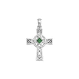 Celtic Cross with NA Recovery Shape Gemstone Sterling Silver Pendant TPD6486