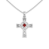 Celtic Cross with NA Recovery Shape Gemstone Sterling Silver Pendant TPD6486