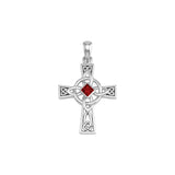 Celtic Cross with NA Recovery Shape Gemstone Sterling Silver Pendant TPD6486