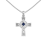 Celtic Cross with NA Recovery Shape Gemstone Sterling Silver Pendant TPD6486