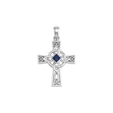 Celtic Cross with NA Recovery Shape Gemstone Sterling Silver Pendant TPD6486