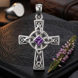 Celtic Cross with NA Recovery Shape Gemstone Sterling Silver Pendant TPD6486