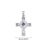 Celtic Cross with NA Recovery Shape Gemstone Sterling Silver Pendant TPD6486