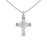 Celtic Cross with NA Recovery Shape Gemstone Sterling Silver Pendant TPD6486