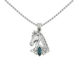 Celtic Horse with Marquise Gemstone Sterling Silver Pendant TPD6489