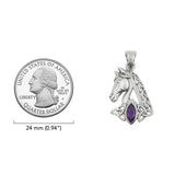 Celtic Horse with Marquise Gemstone Sterling Silver Pendant TPD6489