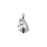 Celtic Horse with Marquise Gemstone Sterling Silver Pendant TPD6489