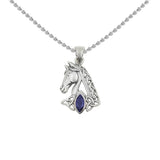 Celtic Horse with Marquise Gemstone Sterling Silver Pendant TPD6489