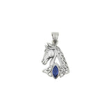 Celtic Horse with Marquise Gemstone Sterling Silver Pendant TPD6489