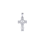 Small Celtic Heart in Cross Shape with Peace Symbol Silver Pendant TPD6491