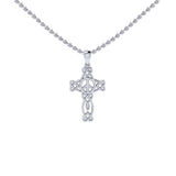 Small Celtic Heart in Cross Shape with Peace Symbol Silver Pendant TPD6491
