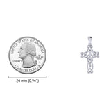 Small Celtic Heart in Cross Shape with Peace Symbol Silver Pendant TPD6491