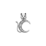 Cat with Celtic Crescent Moon Sterling Silver Pendant TPD6495 by TPD6495