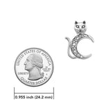 Cat with Celtic Crescent Moon Sterling Silver Pendant TPD6495 by TPD6495