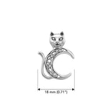 Cat with Celtic Crescent Moon Sterling Silver Pendant TPD6495 by TPD6495