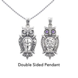 Owl of Athena Tree of Life with Gemstone Sterling Silver Pendant TPD6496