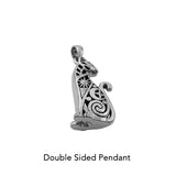 Egyptian Spirit Cat with Tree of Life and Eye of Horus Sterling Silver Pendant with Gemstone Eyes TPD6501