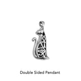 Egyptian Spirit Cat with Tree of Life and Eye of Horus Sterling Silver Pendant with Gemstone Eyes TPD6501