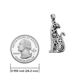 Egyptian Spirit Cat with Tree of Life and Eye of Horus Sterling Silver Pendant with Gemstone Eyes TPD6501