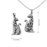 Egyptian Spirit Cat with Tree of Life and Eye of Horus Sterling Silver Pendant with Gemstone Eyes TPD6501