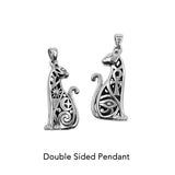 Egyptian Spirit Cat with Tree of Life and Eye of Horus Sterling Silver Pendant with Gemstone Eyes TPD6501
