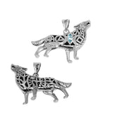 Spirt Wolf Tree of Life and Recovery Symbols Sterling Silver Pendant with Gemstone TPD6502