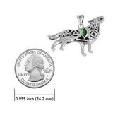 Spirt Wolf Tree of Life and Recovery Symbols Sterling Silver Pendant with Gemstone TPD6502