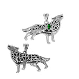 Spirt Wolf Tree of Life and Recovery Symbols Sterling Silver Pendant with Gemstone TPD6502