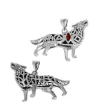 Spirt Wolf Tree of Life and Recovery Symbols Sterling Silver Pendant with Gemstone TPD6502