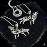 Spirt Wolf Tree of Life and Recovery Symbols Sterling Silver Pendant with Gemstone TPD6502