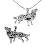 Spirt Wolf Tree of Life and Recovery Symbols Sterling Silver Pendant with Gemstone TPD6502