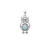Filigree Owl  Sterling Silver Pendant with Gemstone TPD6620