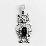 Filigree Owl Solid Gold Pendant with Gemstone