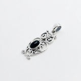 Filigree Owl Solid Gold Pendant with Gemstone